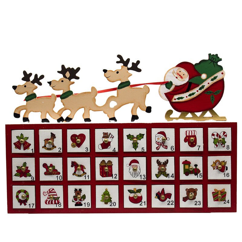 Kurt Adler Wooden Santa and Sleigh Advent Calendar Wayfair